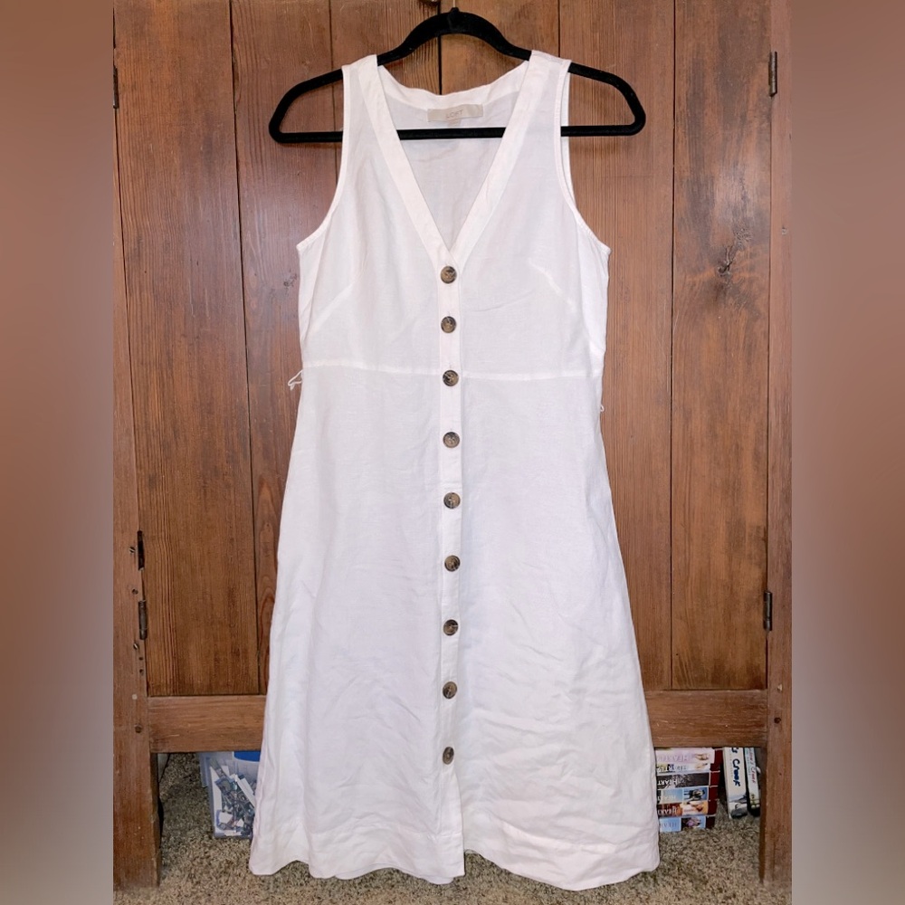Loft white linen dress Size 0